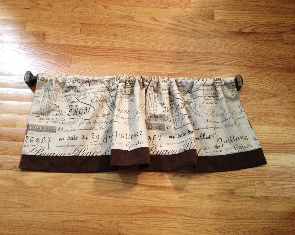 * NEW - SET OF 2 DOCUMENT FRENCH SCRIPT WINDOW VALANCES