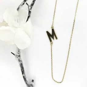 10K Gold Sideway Initial Necklace