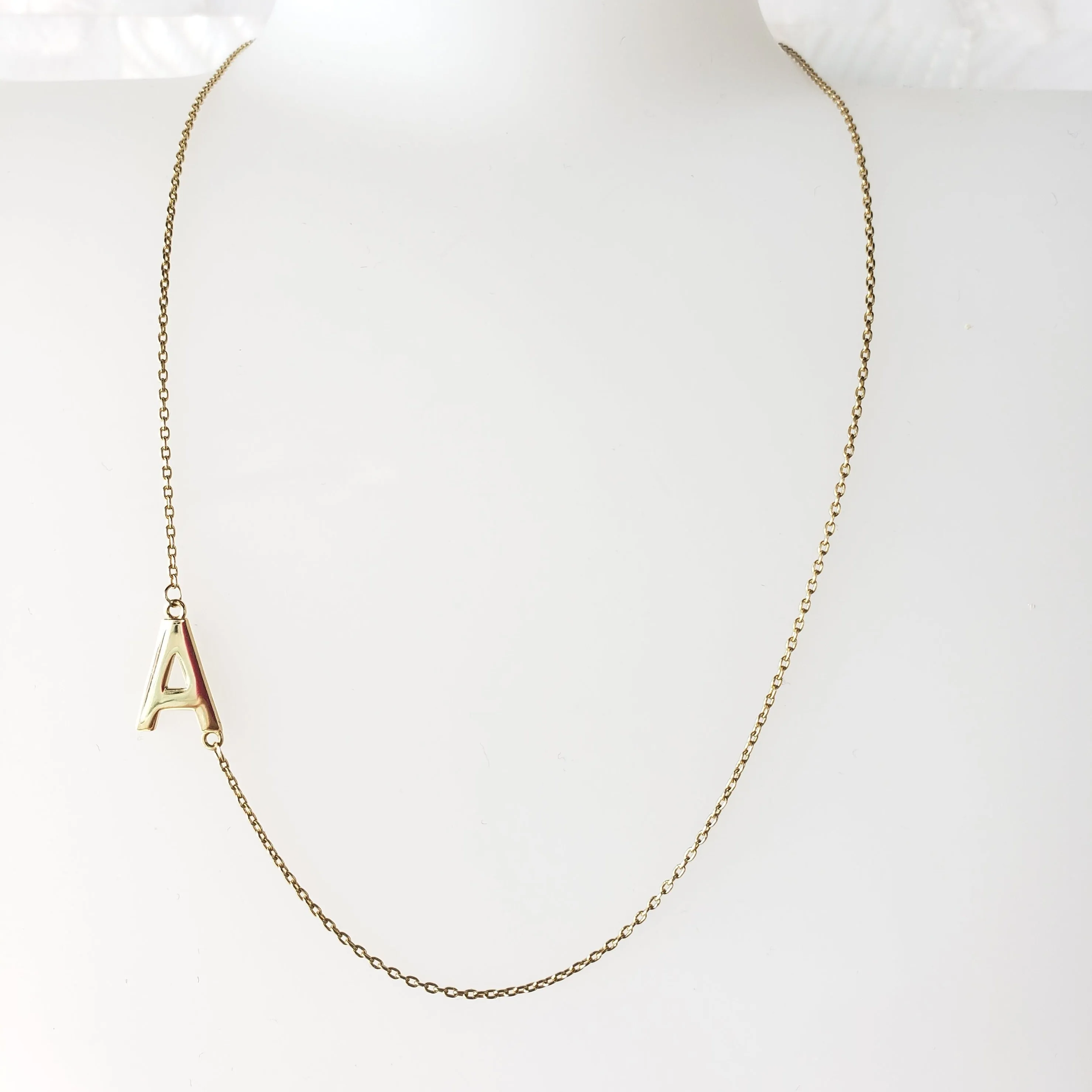 10K Gold Sideway Initial Necklace