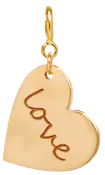 14k medium LOVE heart charm pendant on spring ring