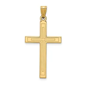 14K Y Gold Etched Cross