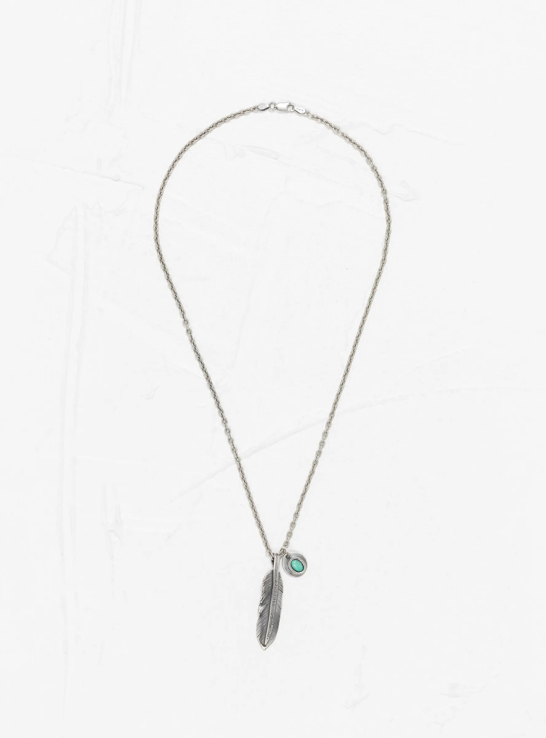 50 Cent Half Feather Pendant Necklace Silver