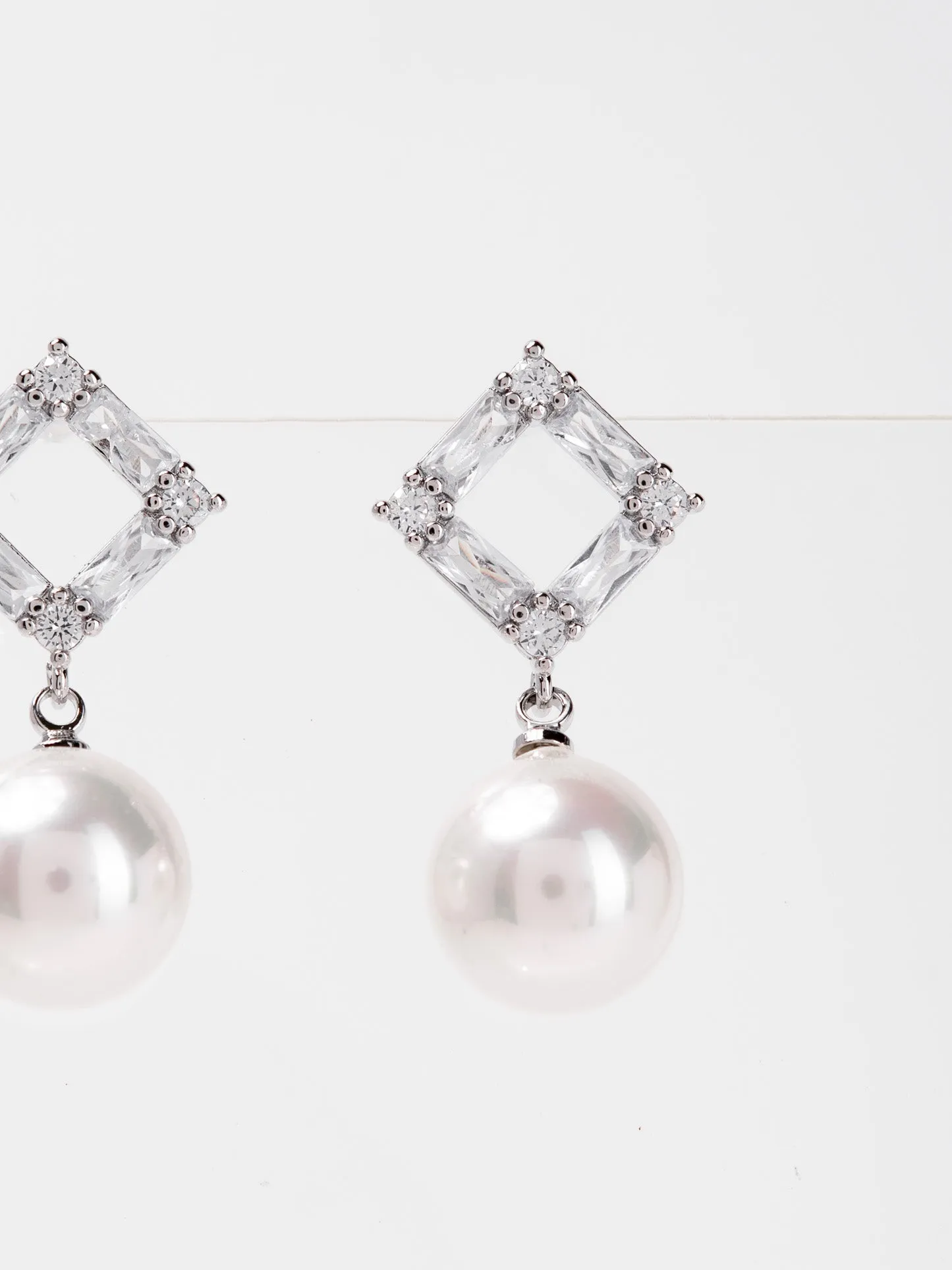 Anya White Gold Plated Pearl Dangle Earrings