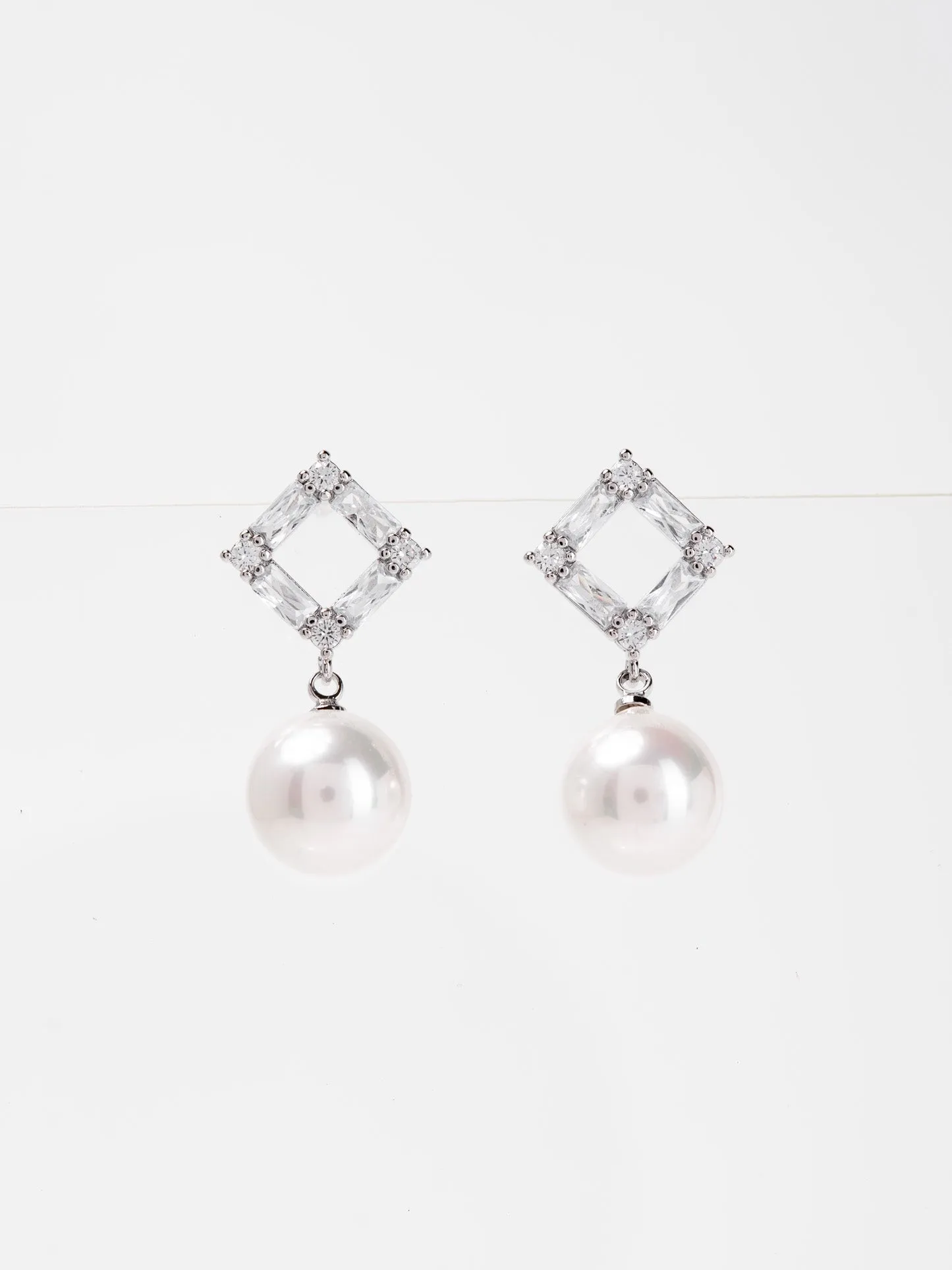 Anya White Gold Plated Pearl Dangle Earrings