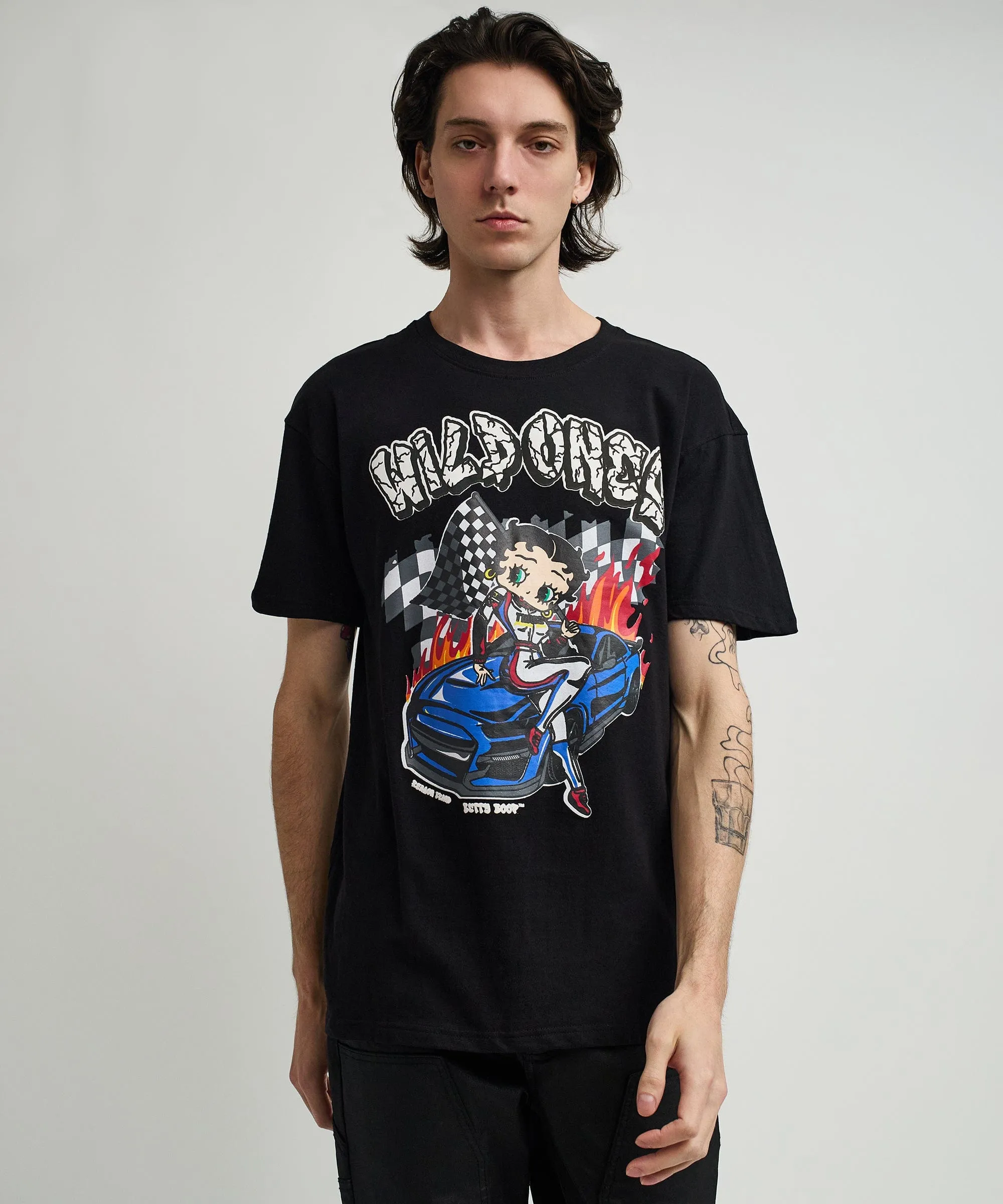 Betty Boop Wild Ones Print Short Sleeve Tee - Black