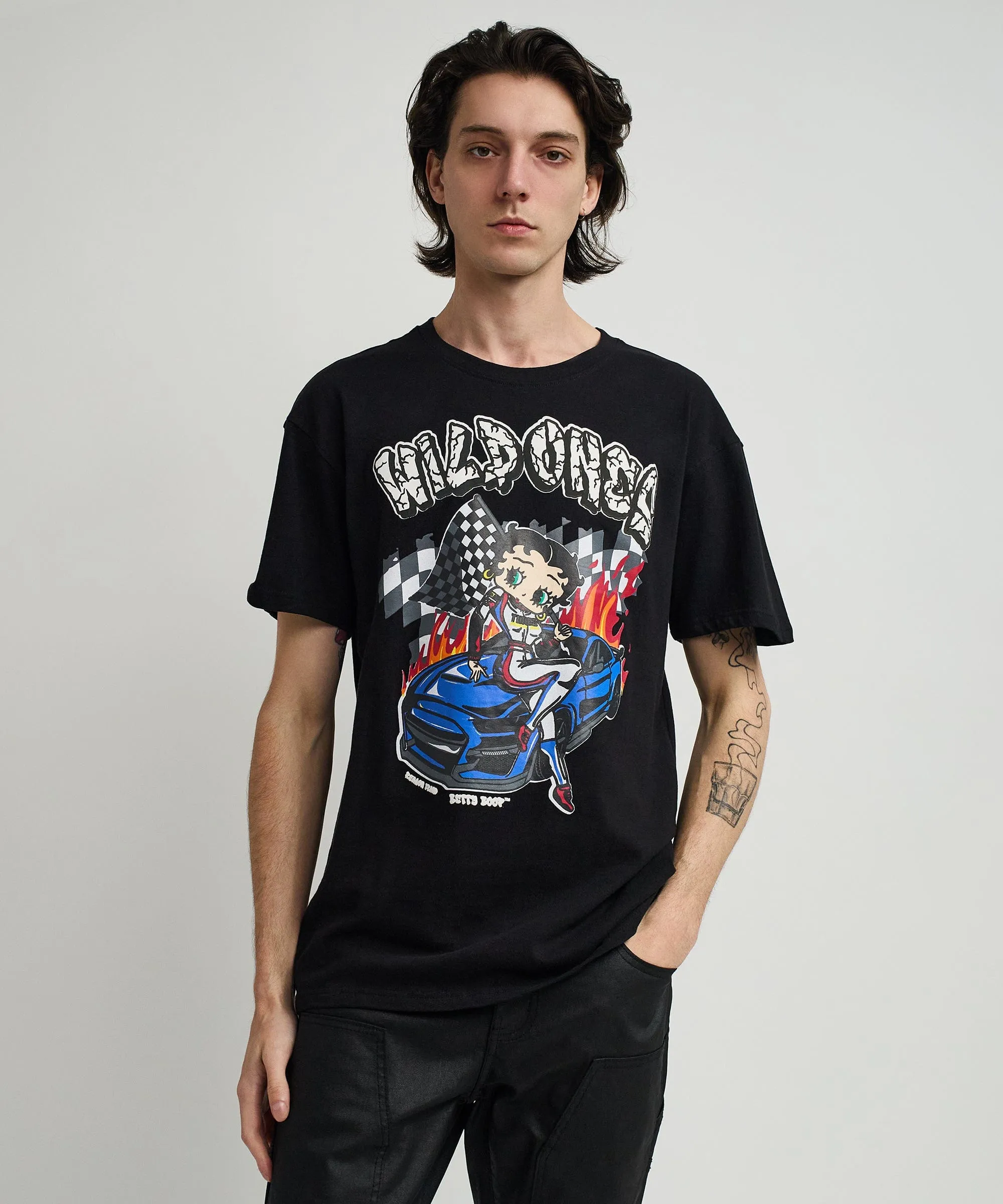 Betty Boop Wild Ones Print Short Sleeve Tee - Black