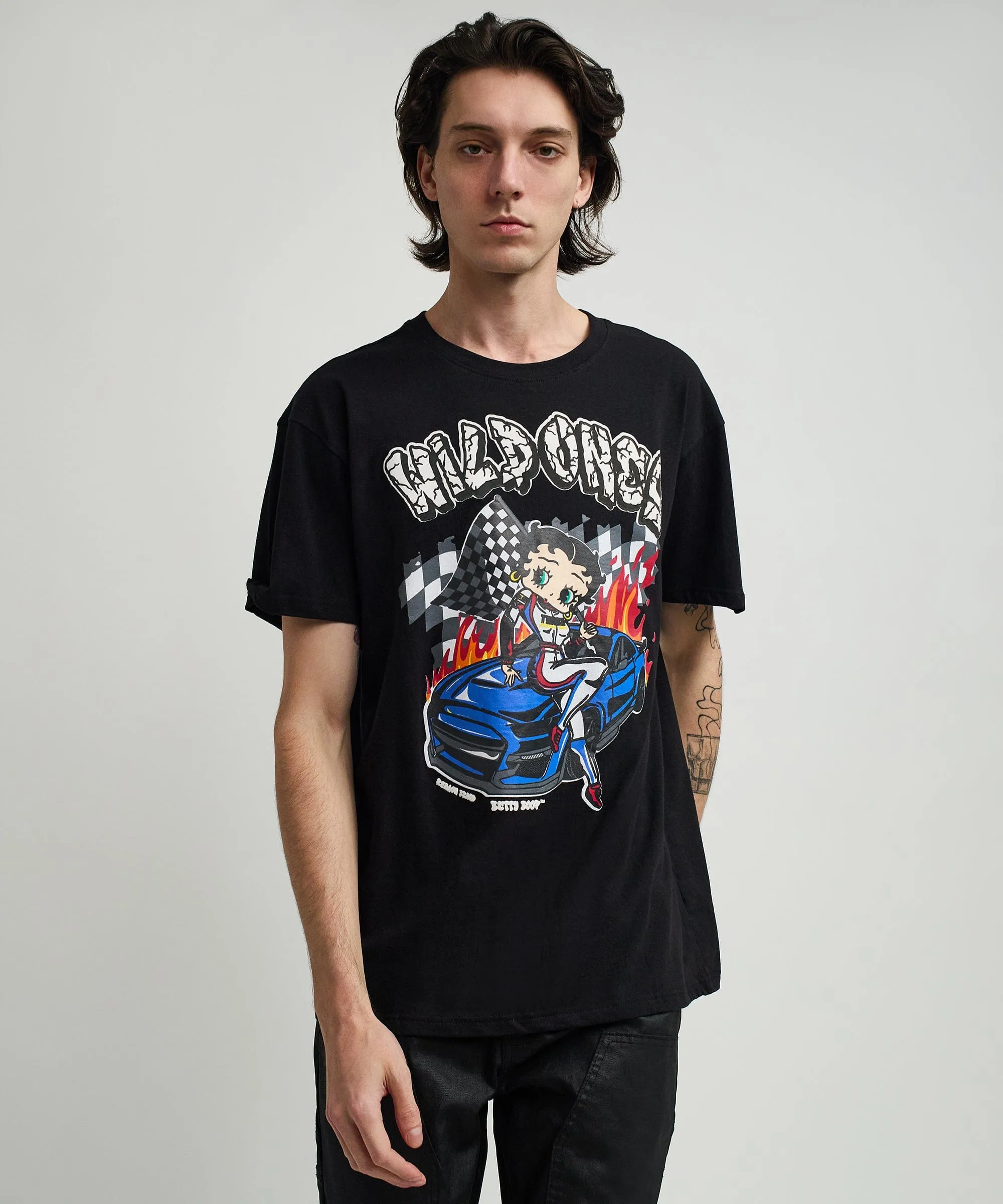 Betty Boop Wild Ones Print Short Sleeve Tee - Black