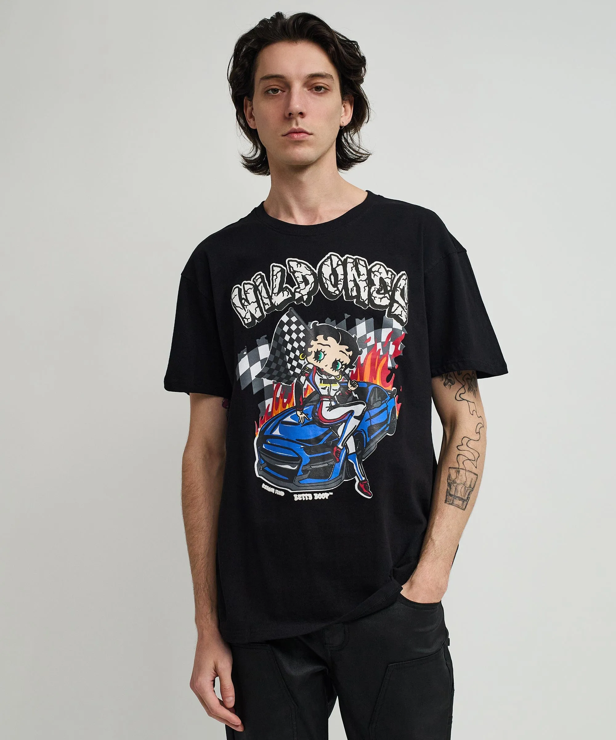 Betty Boop Wild Ones Print Short Sleeve Tee - Black