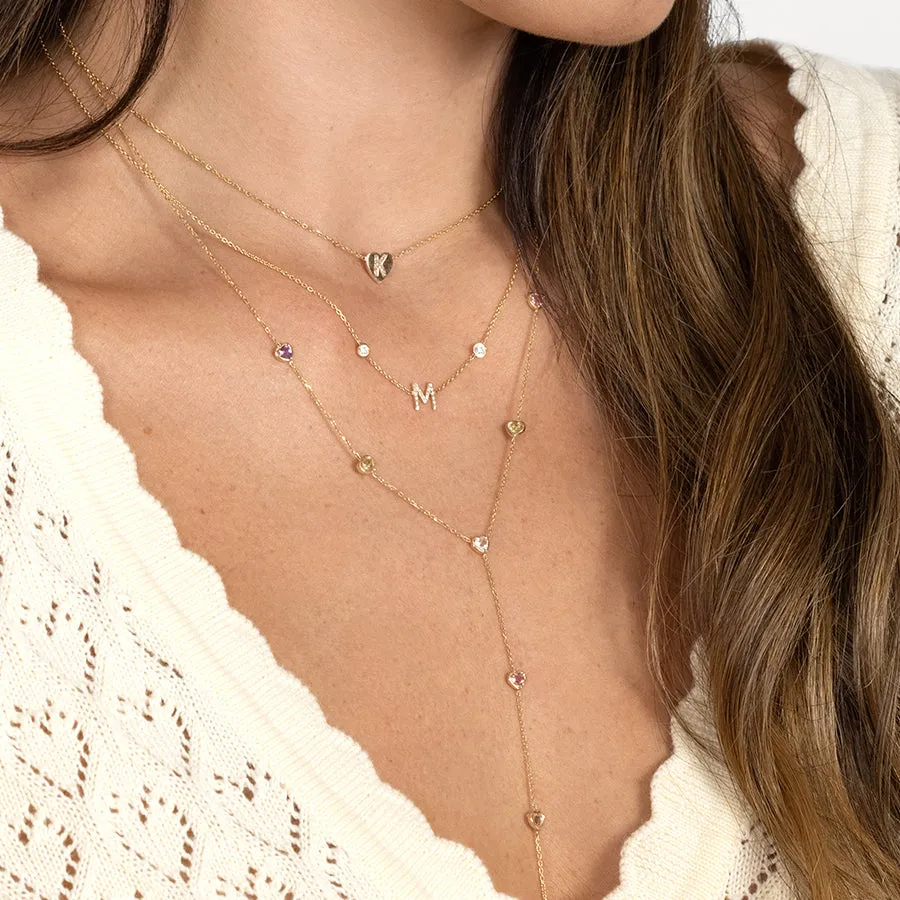 Birthstone Hearts Lariat Necklace