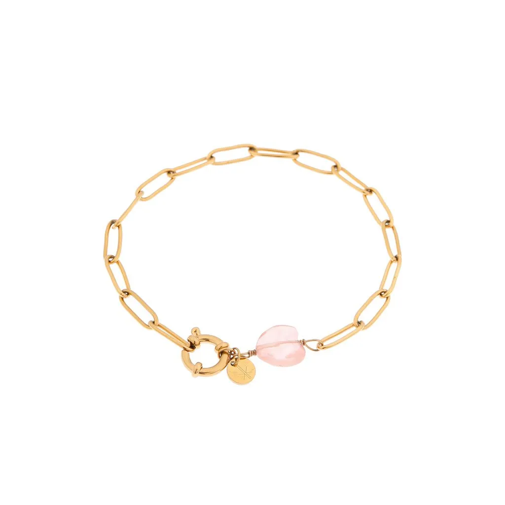 Bracelet Hold On Pink Heart Gold