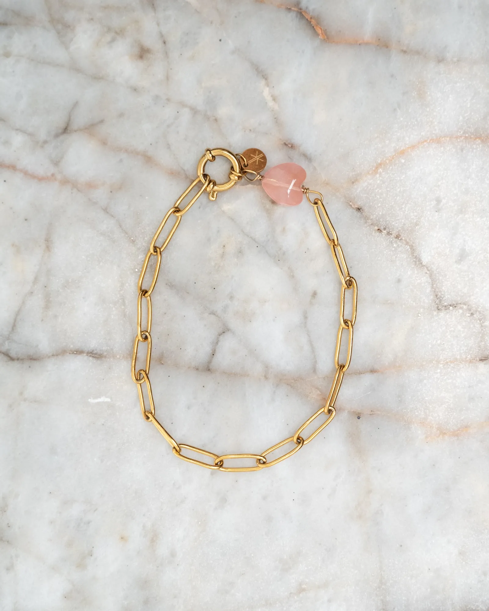 Bracelet Hold On Pink Heart Gold