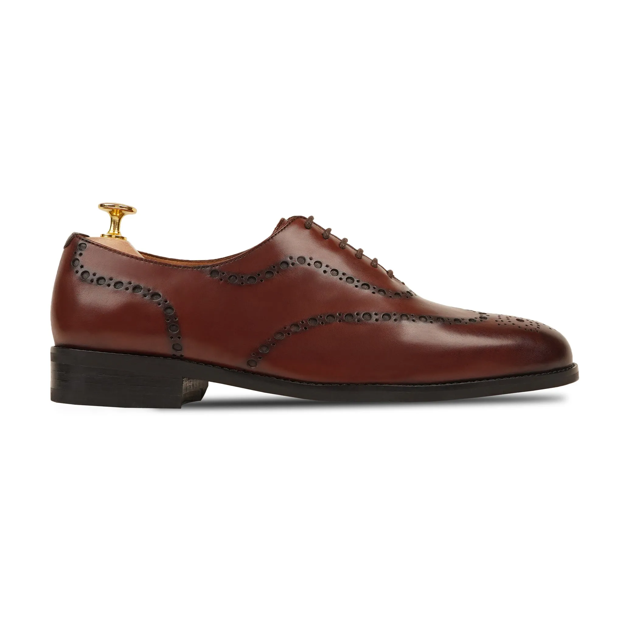 Bristol - Men's Reddish Brown Calf Leather Wholecut Shoe