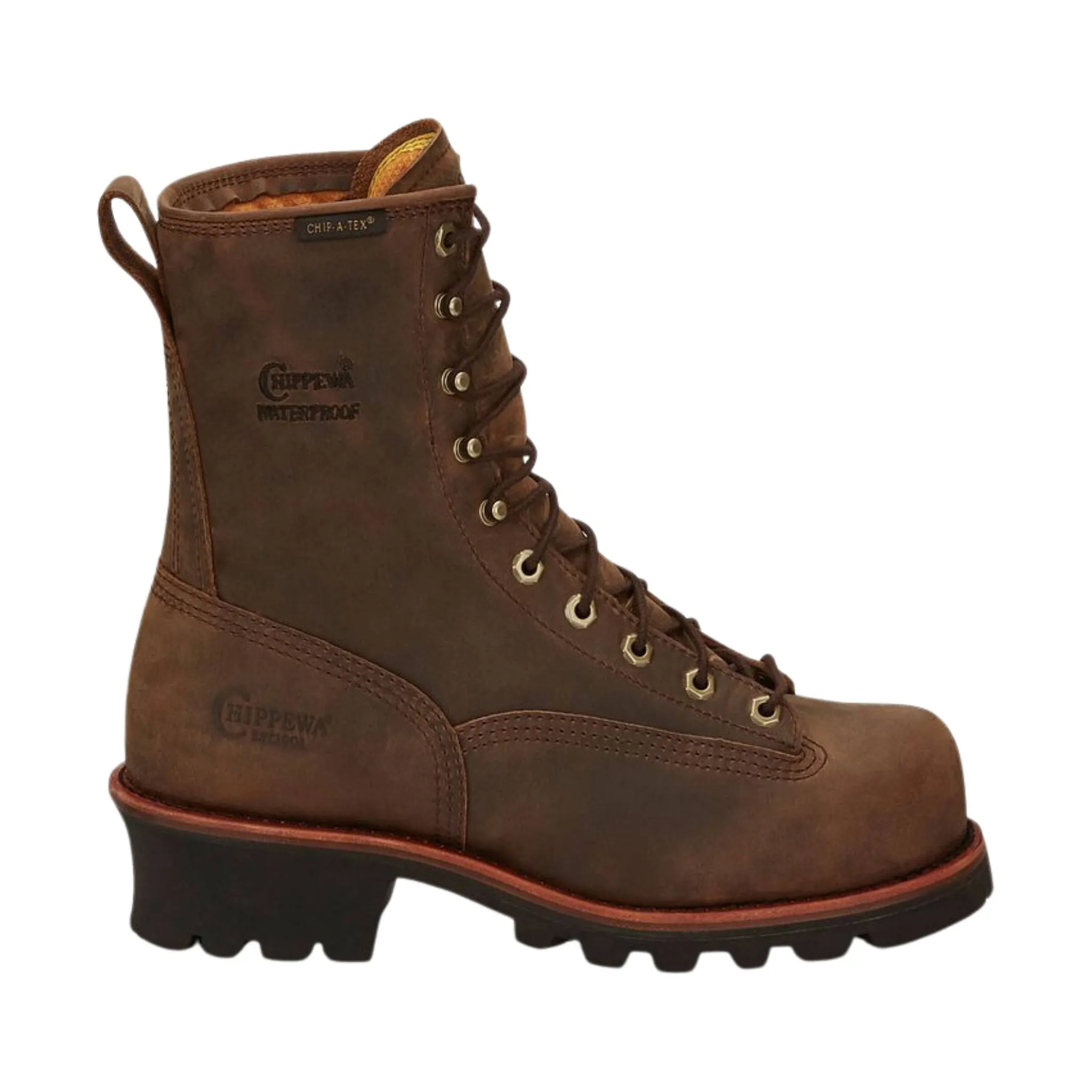 Chippewa Men's Paladin 8 Inch Waterproof Insulated Steel Toe Logger Work Boot - Brown