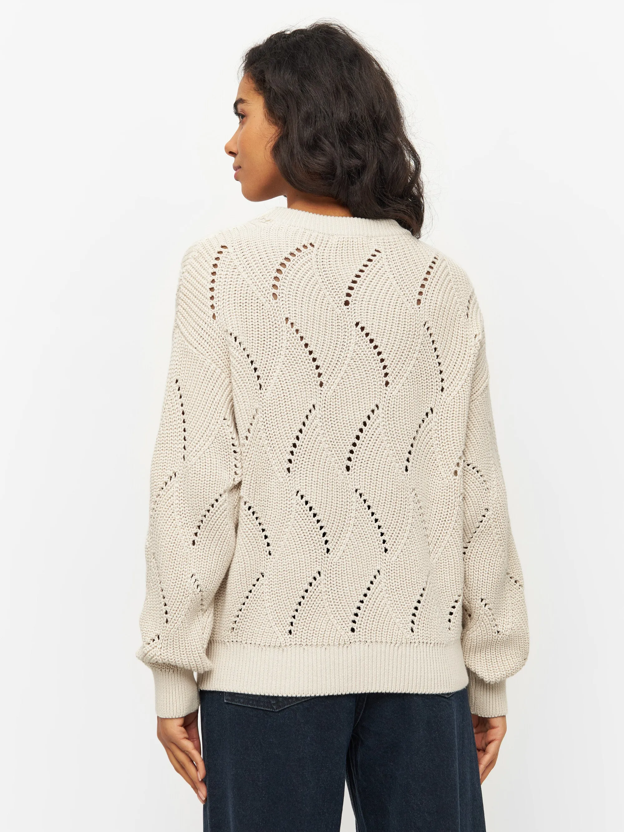 Cotton cable crew neck - Buttercream