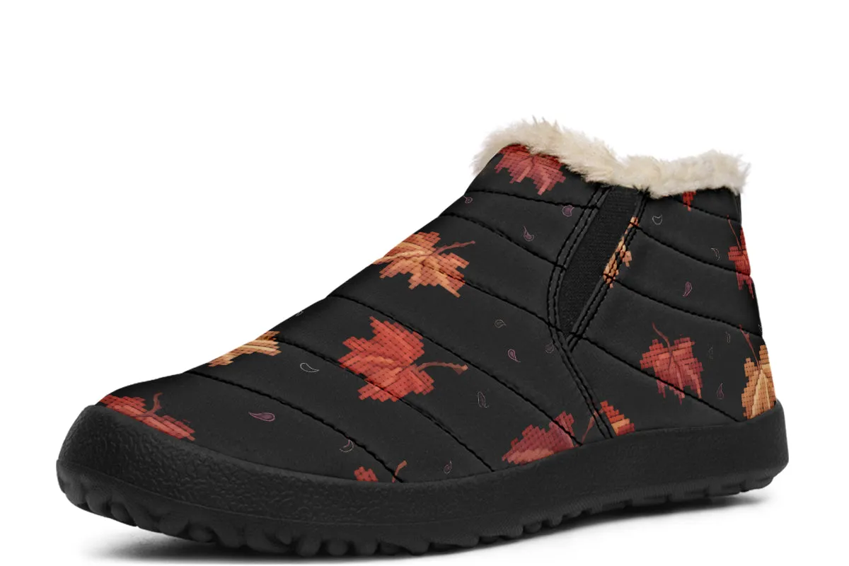 Cozy Autumn Winter Sneakers - Warm & Easy Slip-On Shoes Lined with Vegan Wool with Anti-Slip Soles