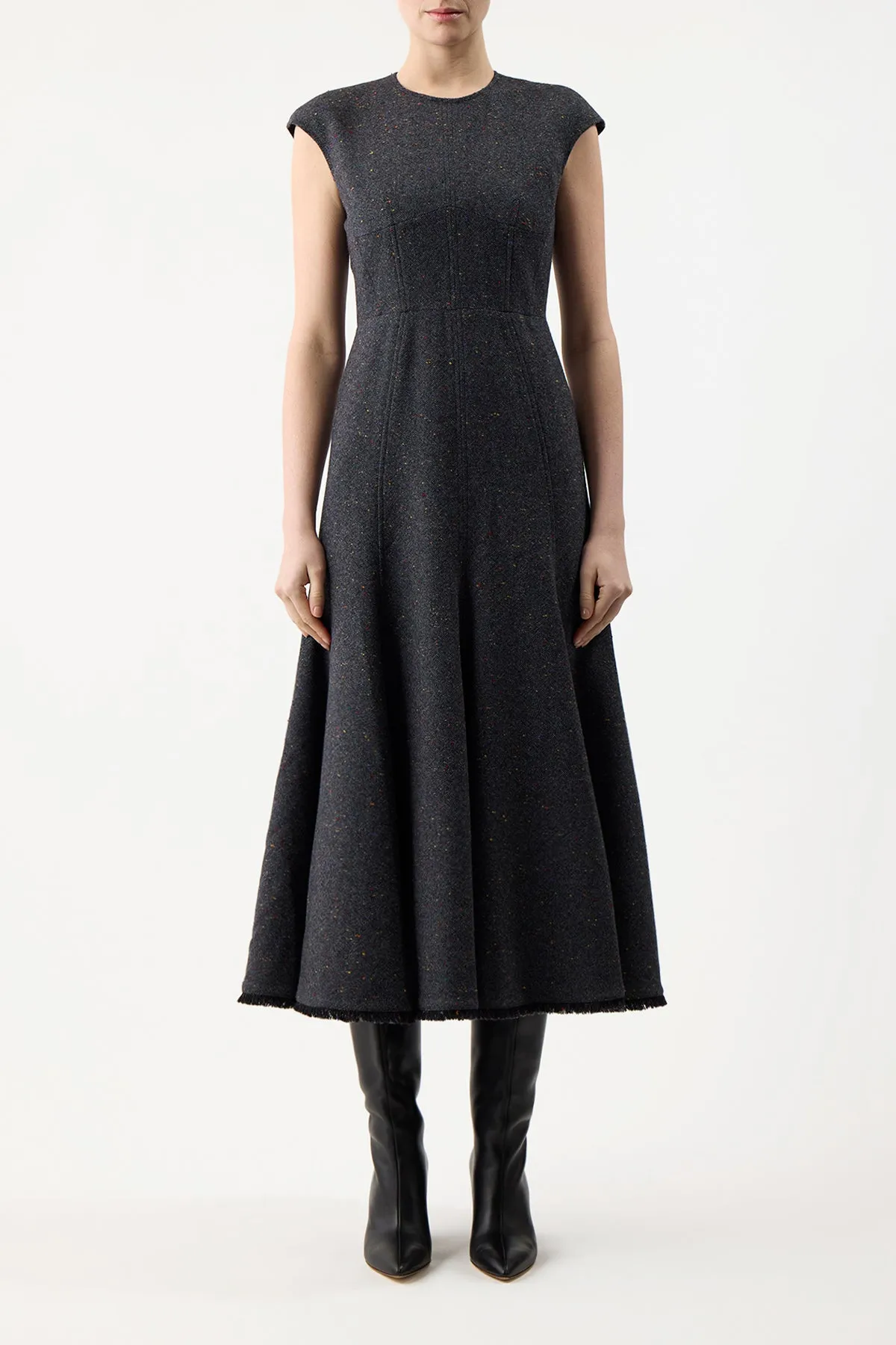 Crowther Dress in State Multi Cashmere Virgin Wool