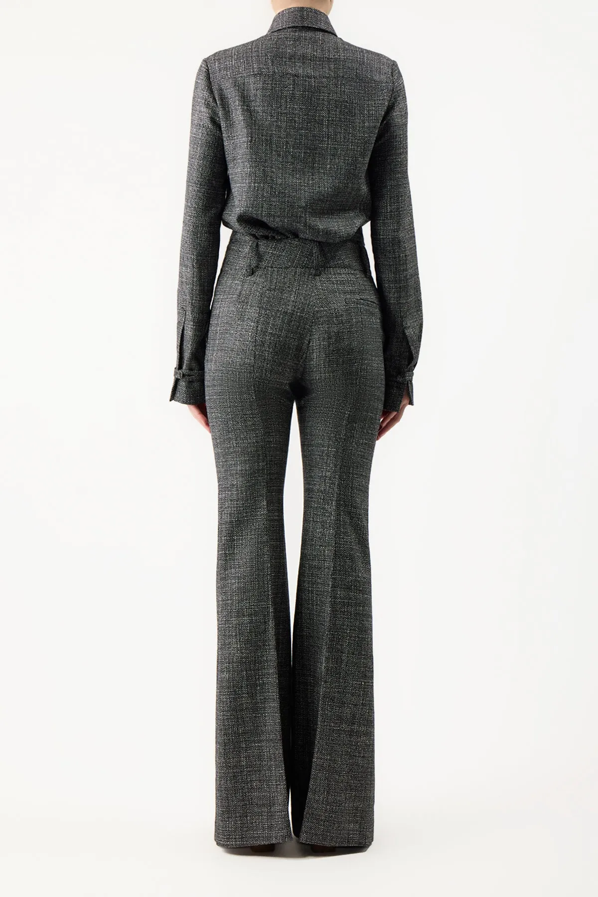 Cruz Shirt in Dark Grey Virgin Wool Silk Tweed