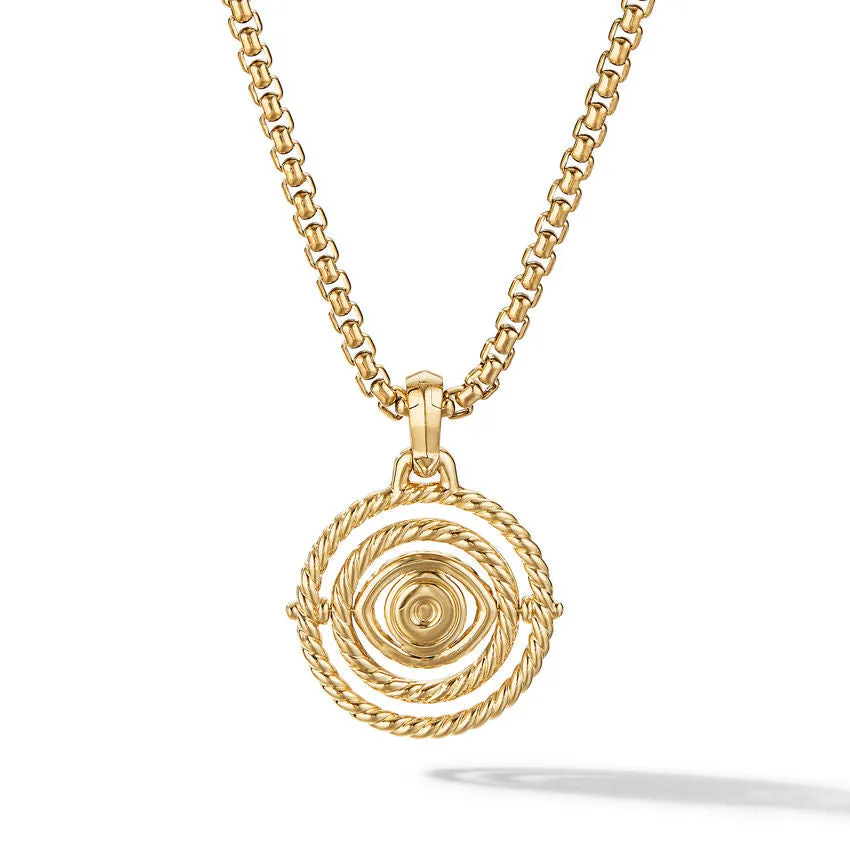 David Yurman Evil Eye Mobile Amulet in 18K Yellow Gold with Pave Emeralds and Diamonds