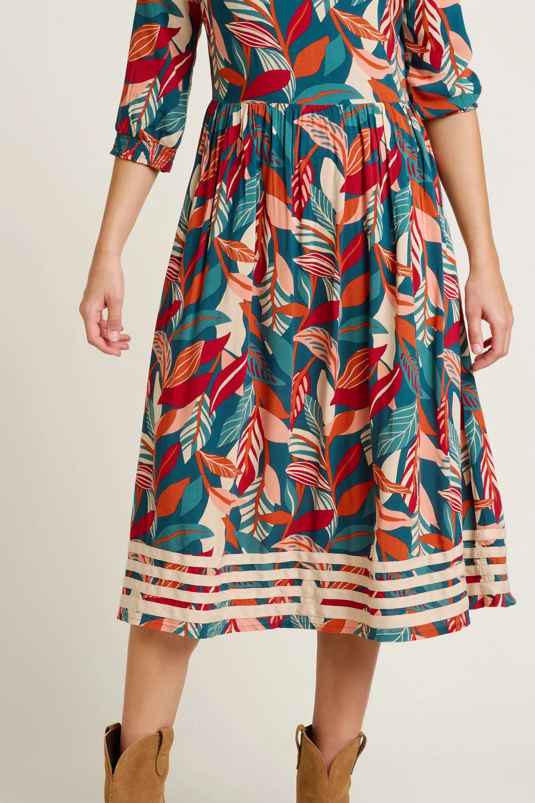 Evergreen Leaves Midi Dress