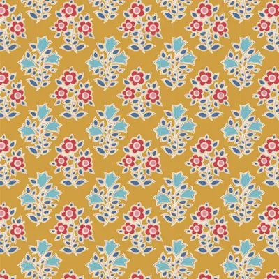 Fabric FARM FLOWERS MUSTARD, blenders for JUBILEE Collection by TILDA, TIL110098