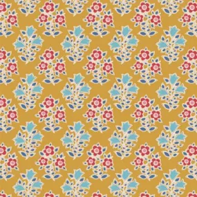 Fabric FARM FLOWERS MUSTARD, blenders for JUBILEE Collection by TILDA, TIL110098