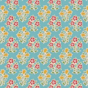 Fabric FARM FLOWERS TEAL, blenders for JUBILEE Collection by TILDA, TIL110103