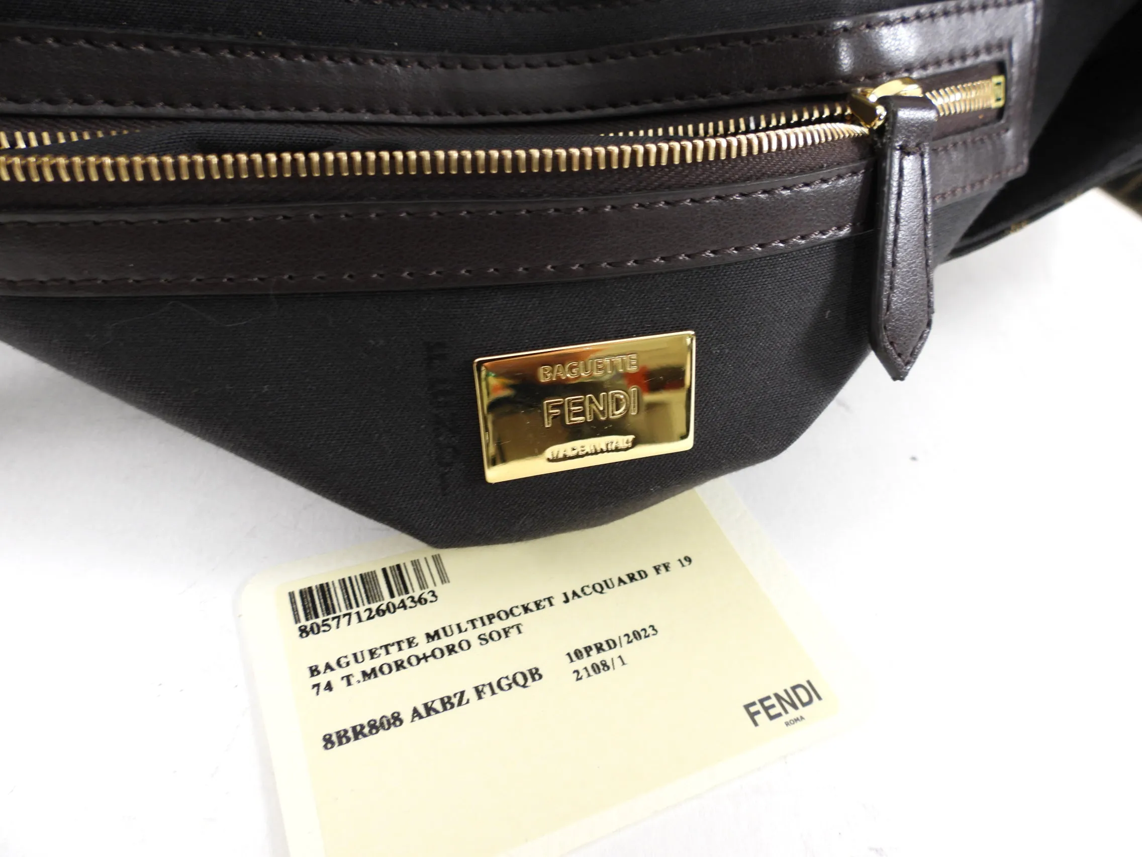 Fendi Brown Zucca FF Multi Pocket Baguette Bag