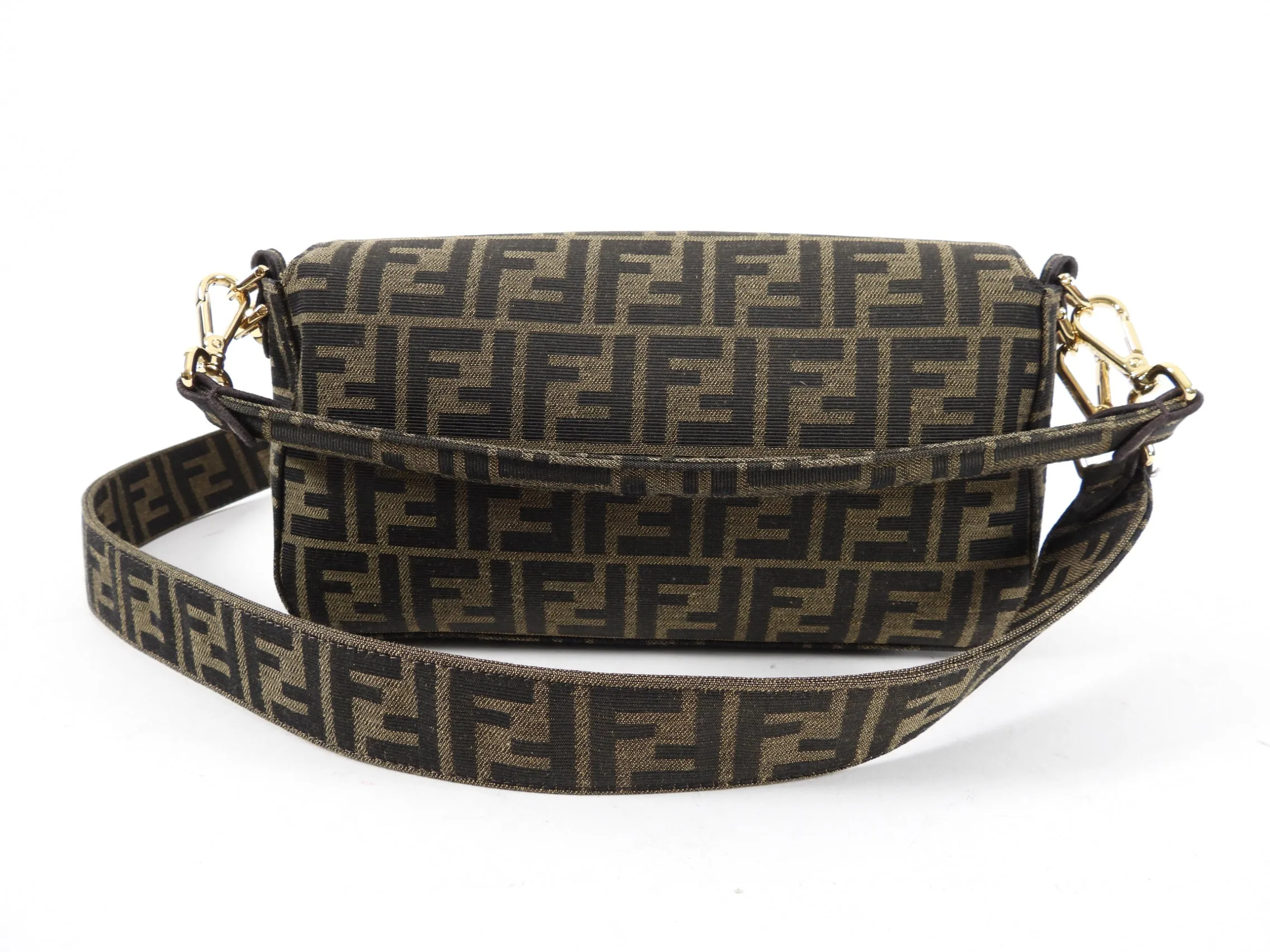 Fendi Brown Zucca FF Multi Pocket Baguette Bag