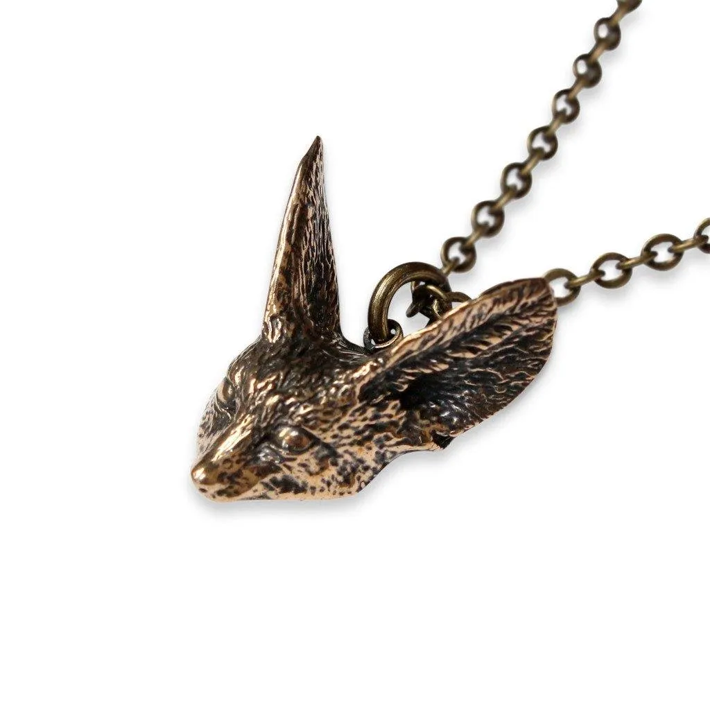 Fennec Fox Head Pendant Necklace