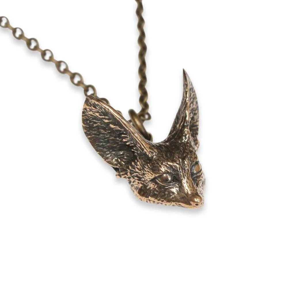 Fennec Fox Head Pendant Necklace