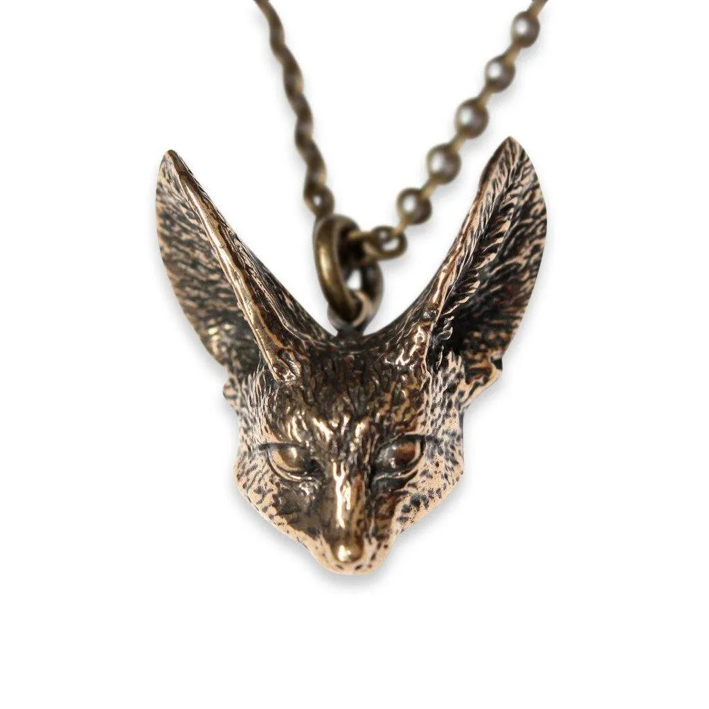 Fennec Fox Head Pendant Necklace