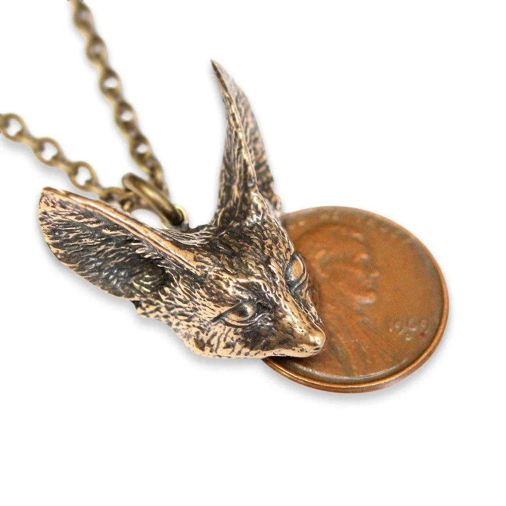 Fennec Fox Head Pendant Necklace