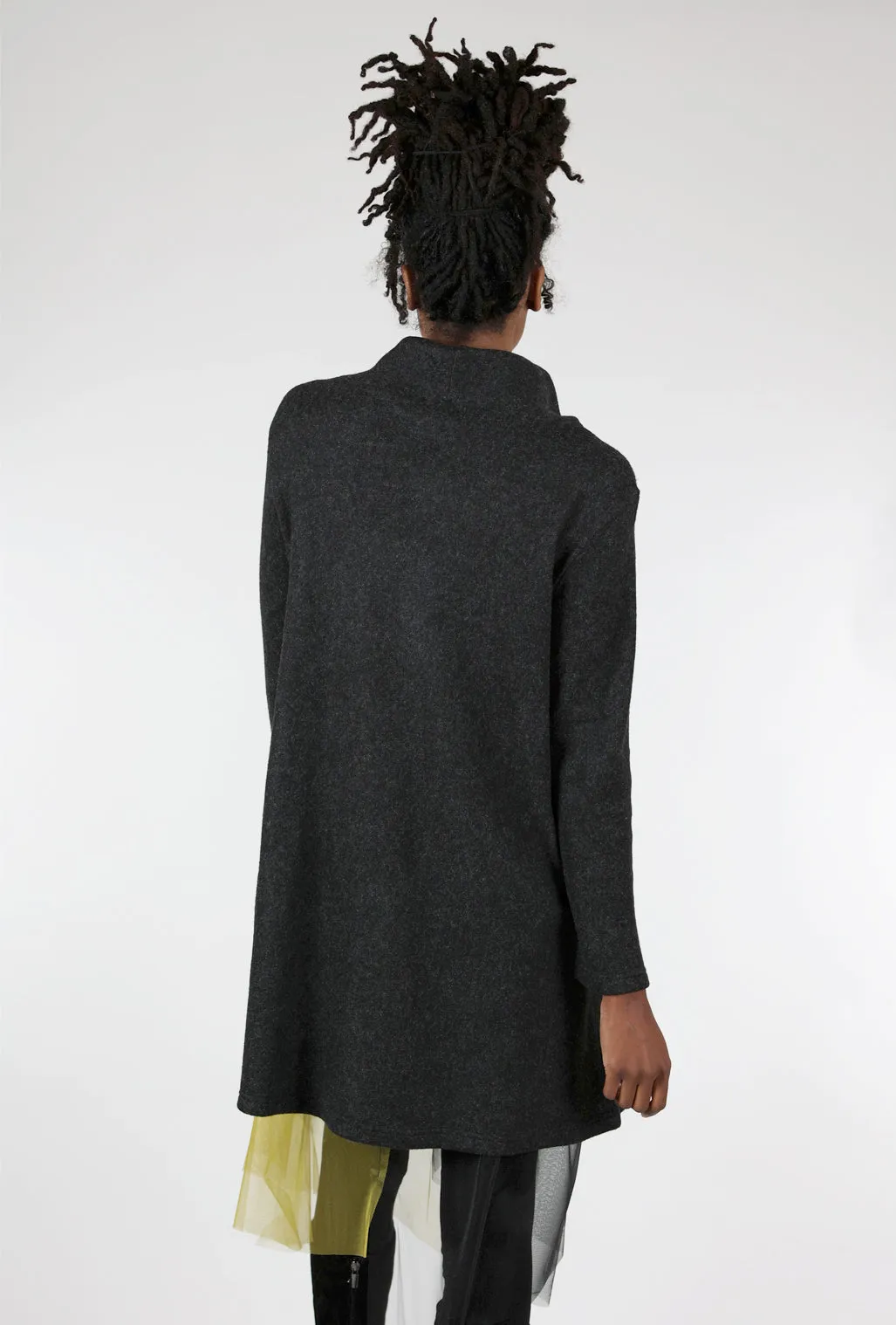 Fleece Funnel-Neck Tunic, Charcoal