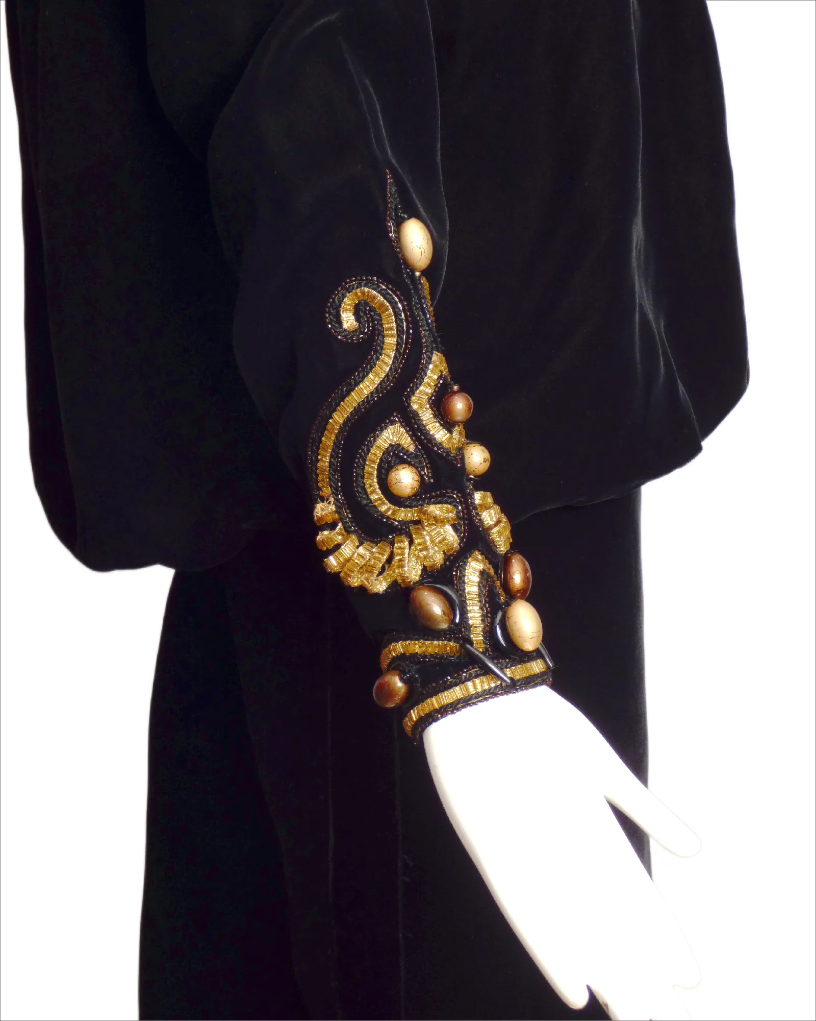 GIVENCHY HAUTE COUTURE-1980s Black Velvet Sac Dress, Size-6