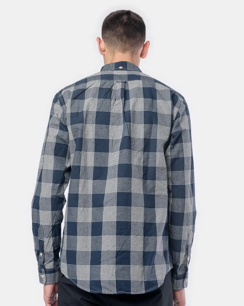 Glen Check Leisure Shirt in Dark Blue/Off White