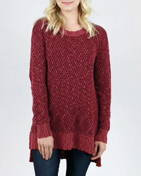 Grace & Lace Honeycomb Knit Sweater (Earth Red)