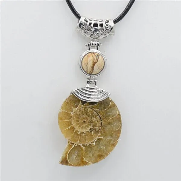 High Quality Natural Ammonite Shell with Natural Stones Choker