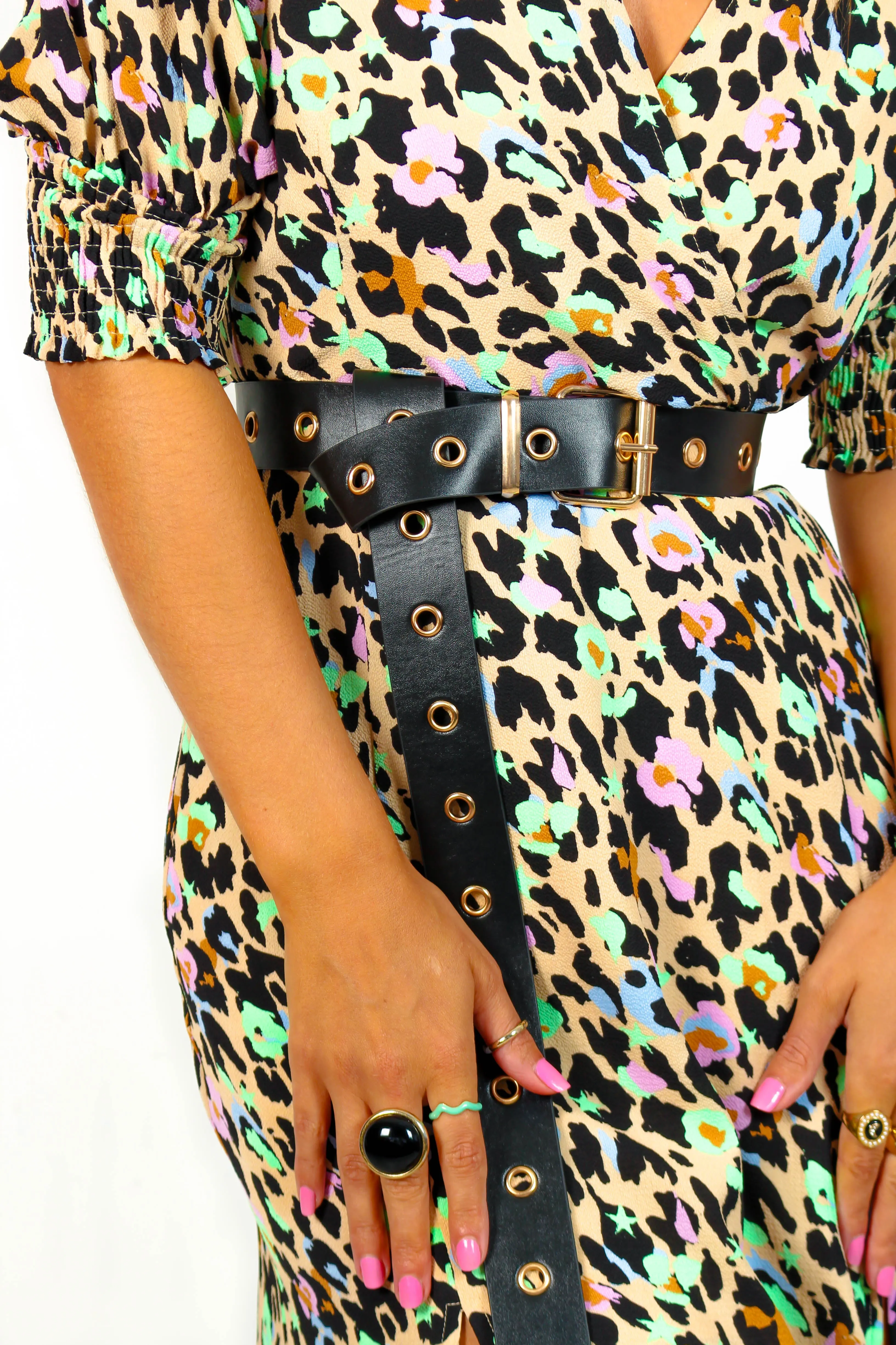 Hole Lot Of Fun - Black Gold Eyelet Belt