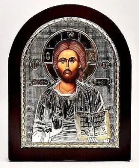 Jesus Book Byzantine Icon meticulously crafted in Sterling Silver 925.