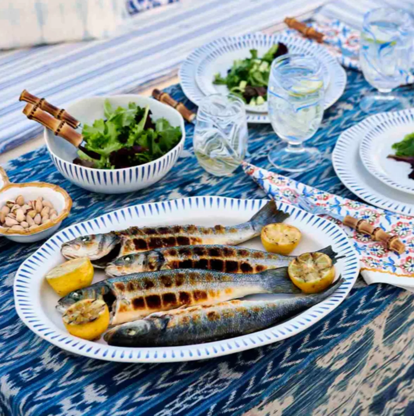 Juliska Sitio Stripe Delft Blue 17 Serving Platter