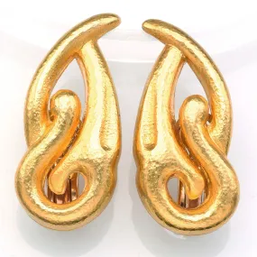 Lalaounis Vintage 18K Yellow Gold Greece Clip On Earrings