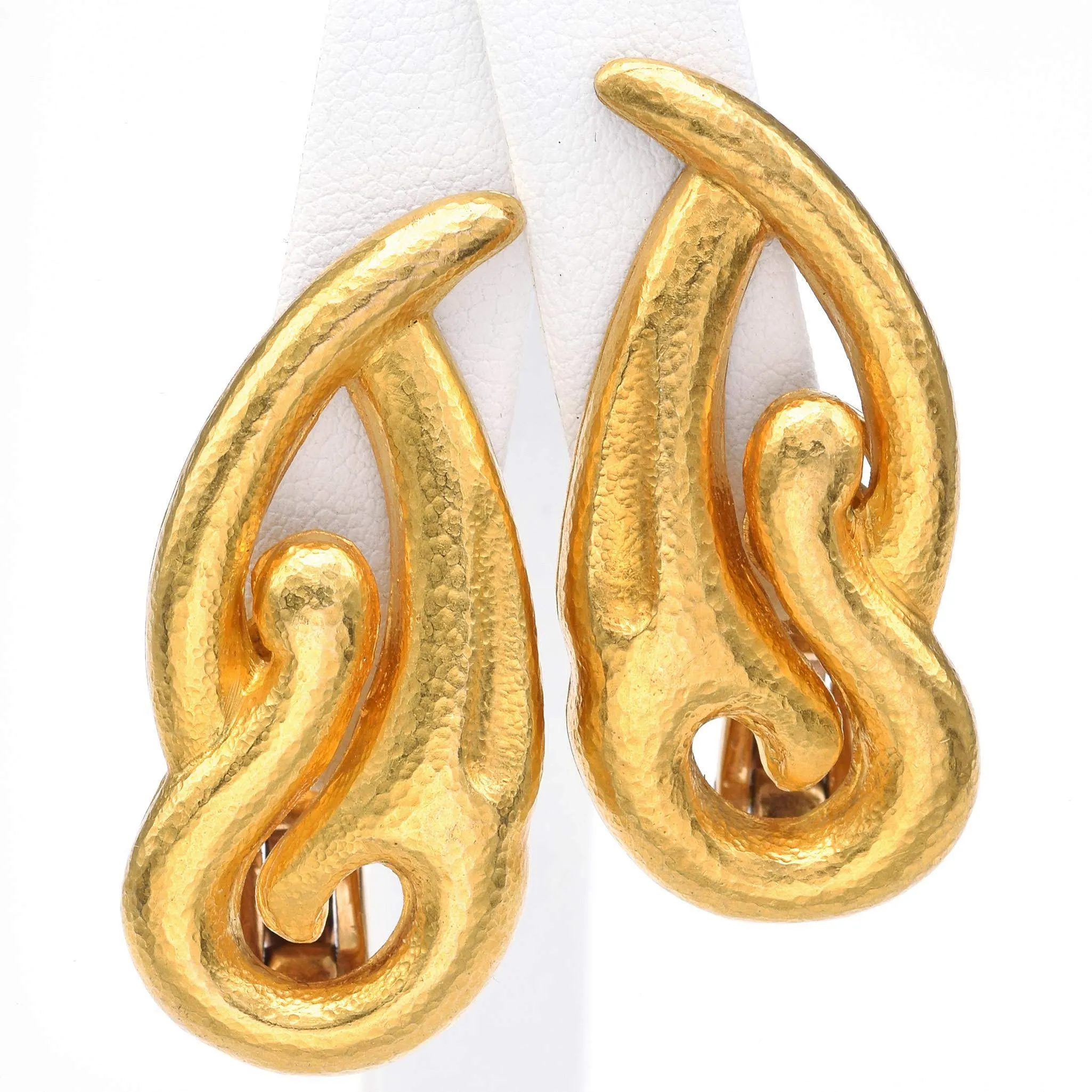 Lalaounis Vintage 18K Yellow Gold Greece Clip On Earrings