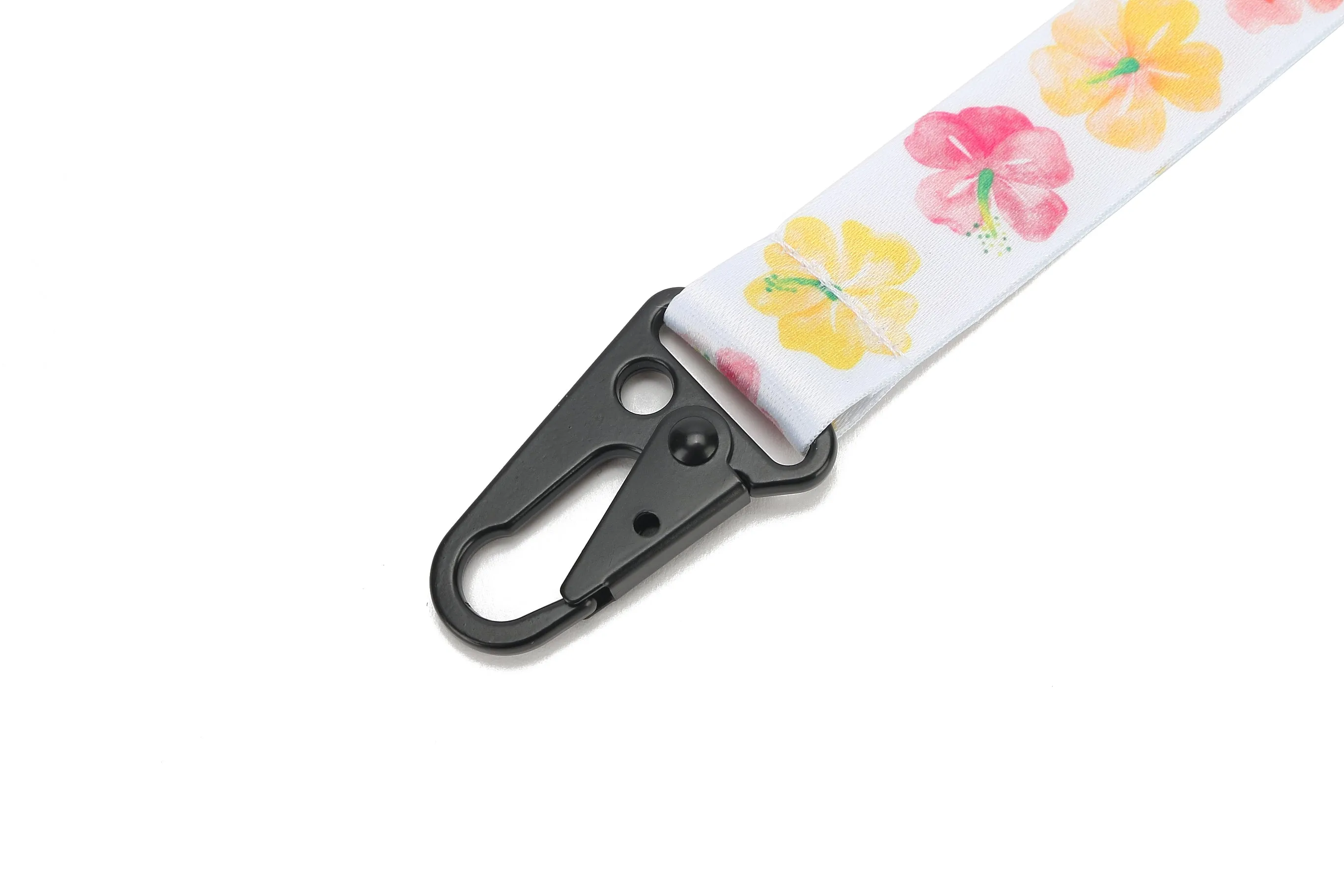 Lanyard Short Watercolor Hibiscus White