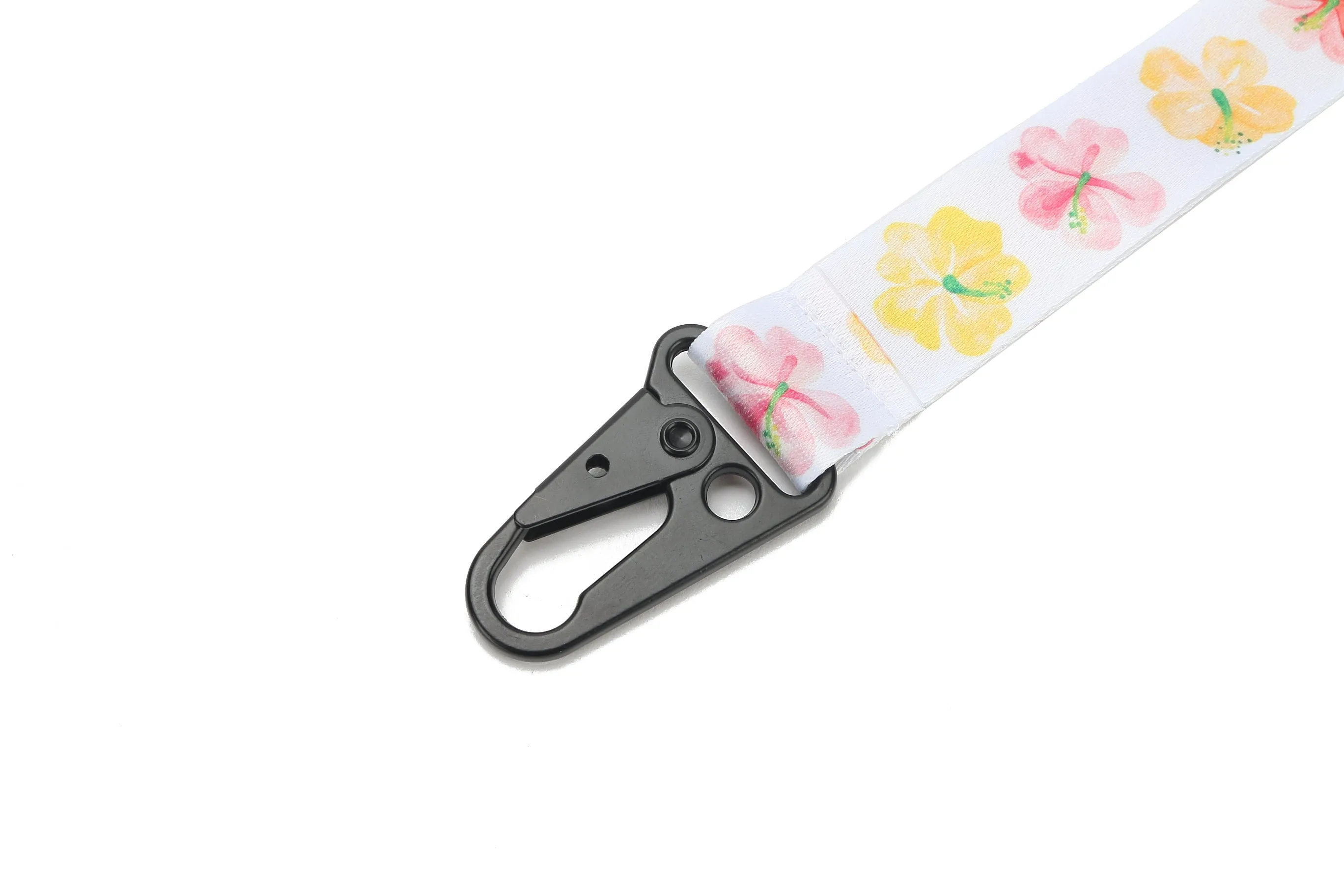 Lanyard Short Watercolor Hibiscus White