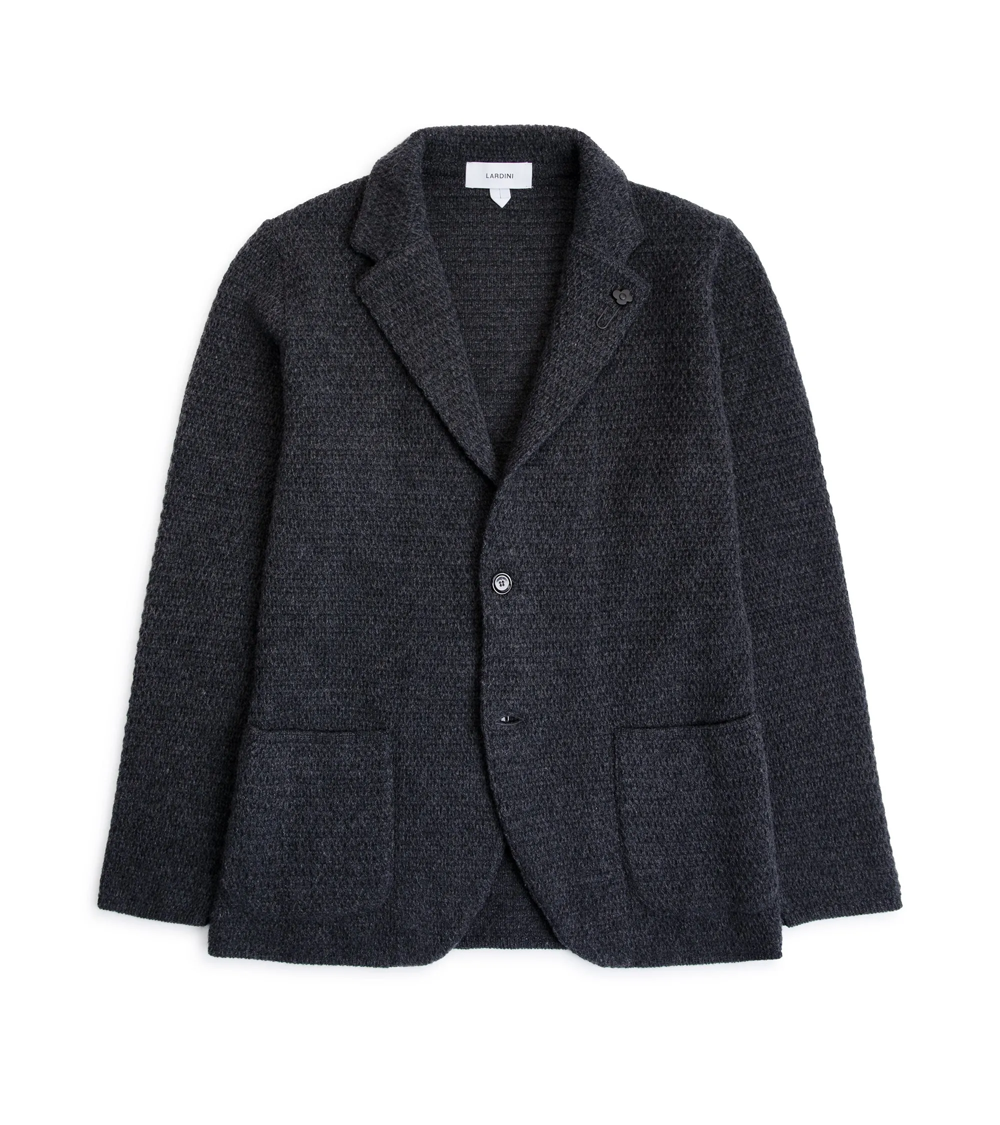 Lardini Cashmere Textured Knit Jacket: Dark Grey