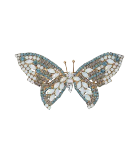 Medium Butterfly in Smoked Sapphire / White Opal / Black Diamond