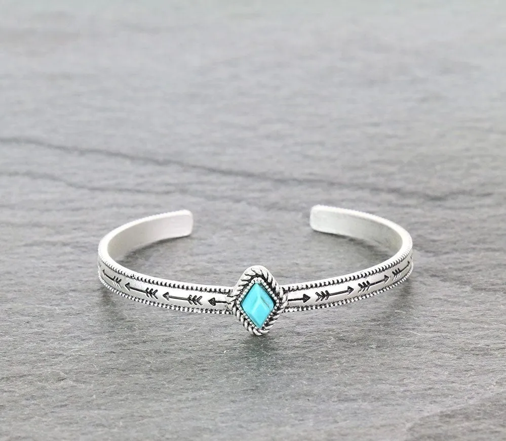 Natural stone turquoise cuff bracelet