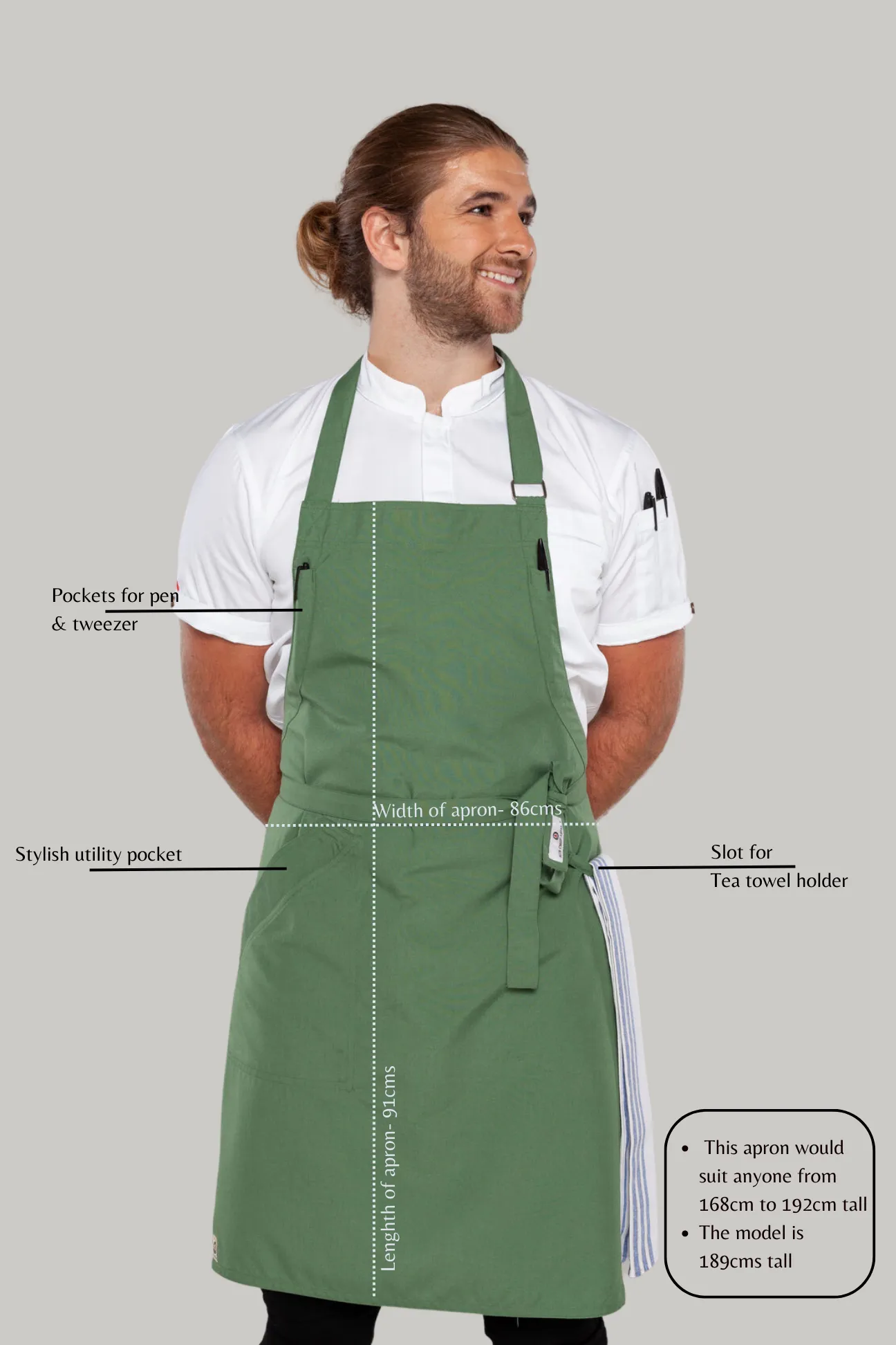 Niche Forest Green Bib Chef Apron one size