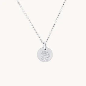 November Chrysanthemum Silver Birthflower Necklace