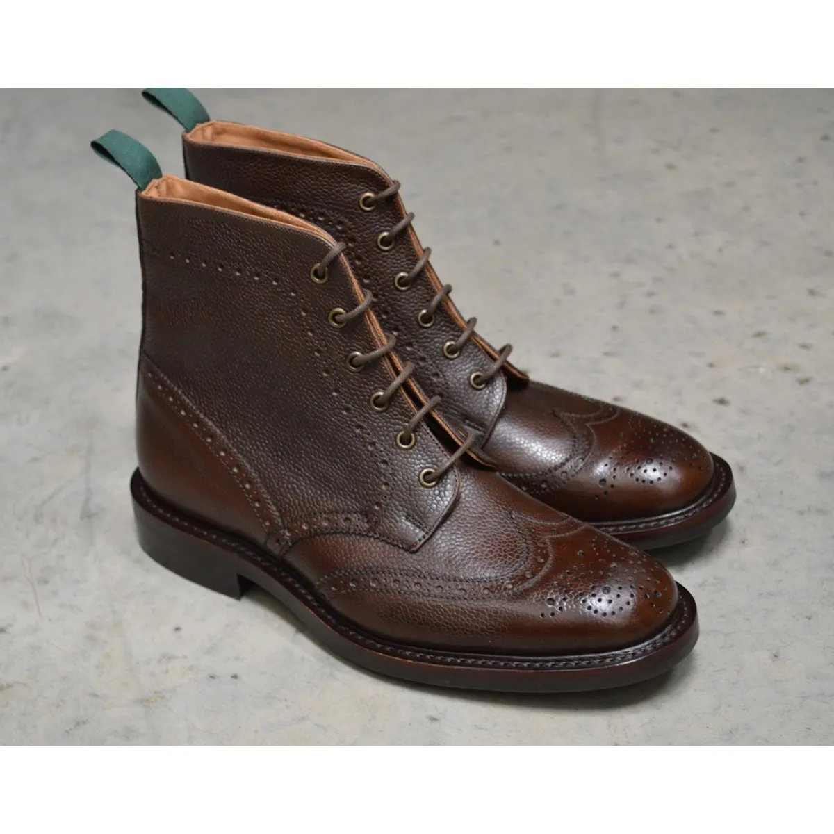 NPS HEATH Brogue Boots - Walnut Grain with Itshide Sole